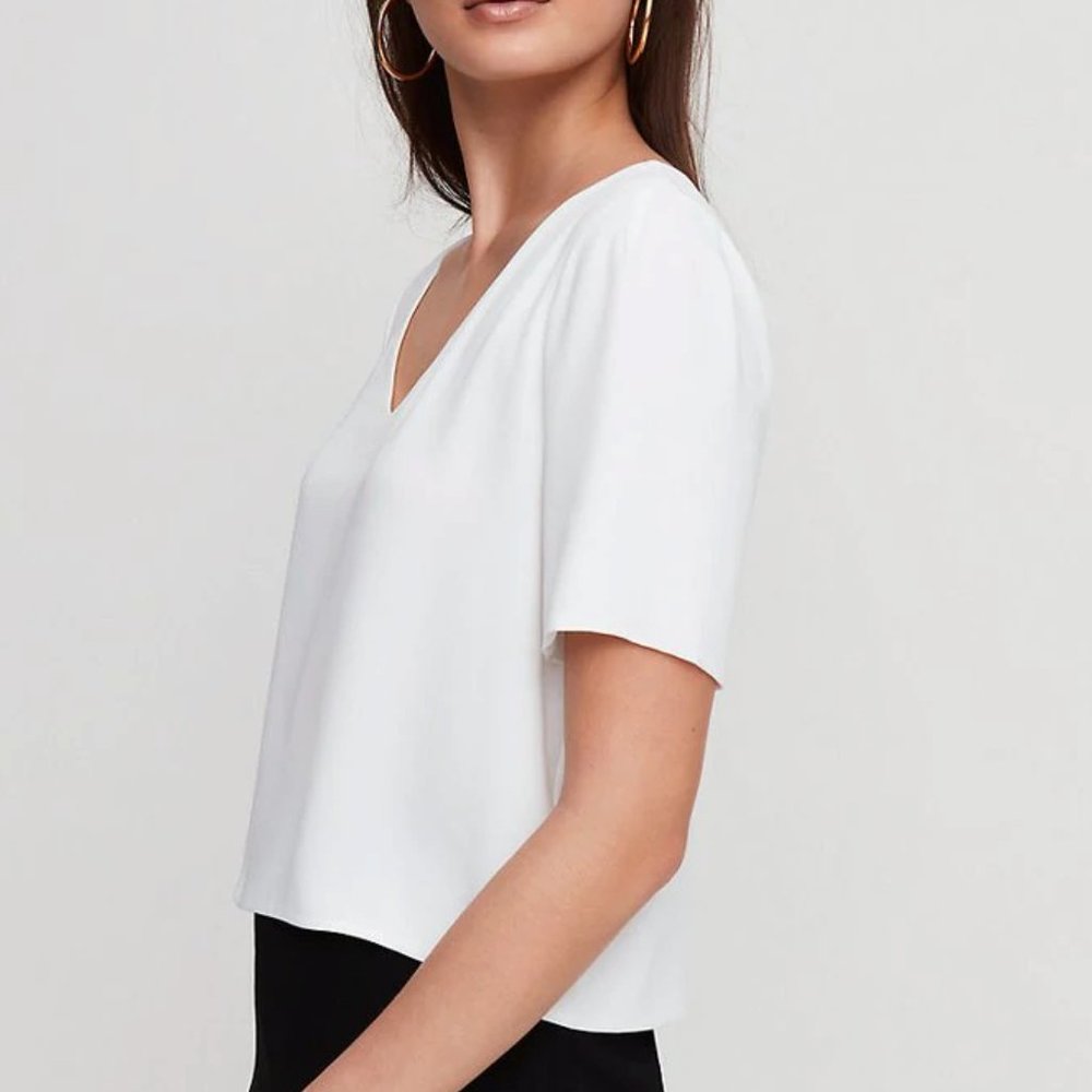 Aritzia Babaton Randy Blouse chiffon Flowy Oversized White Top T-Shirt Blouse